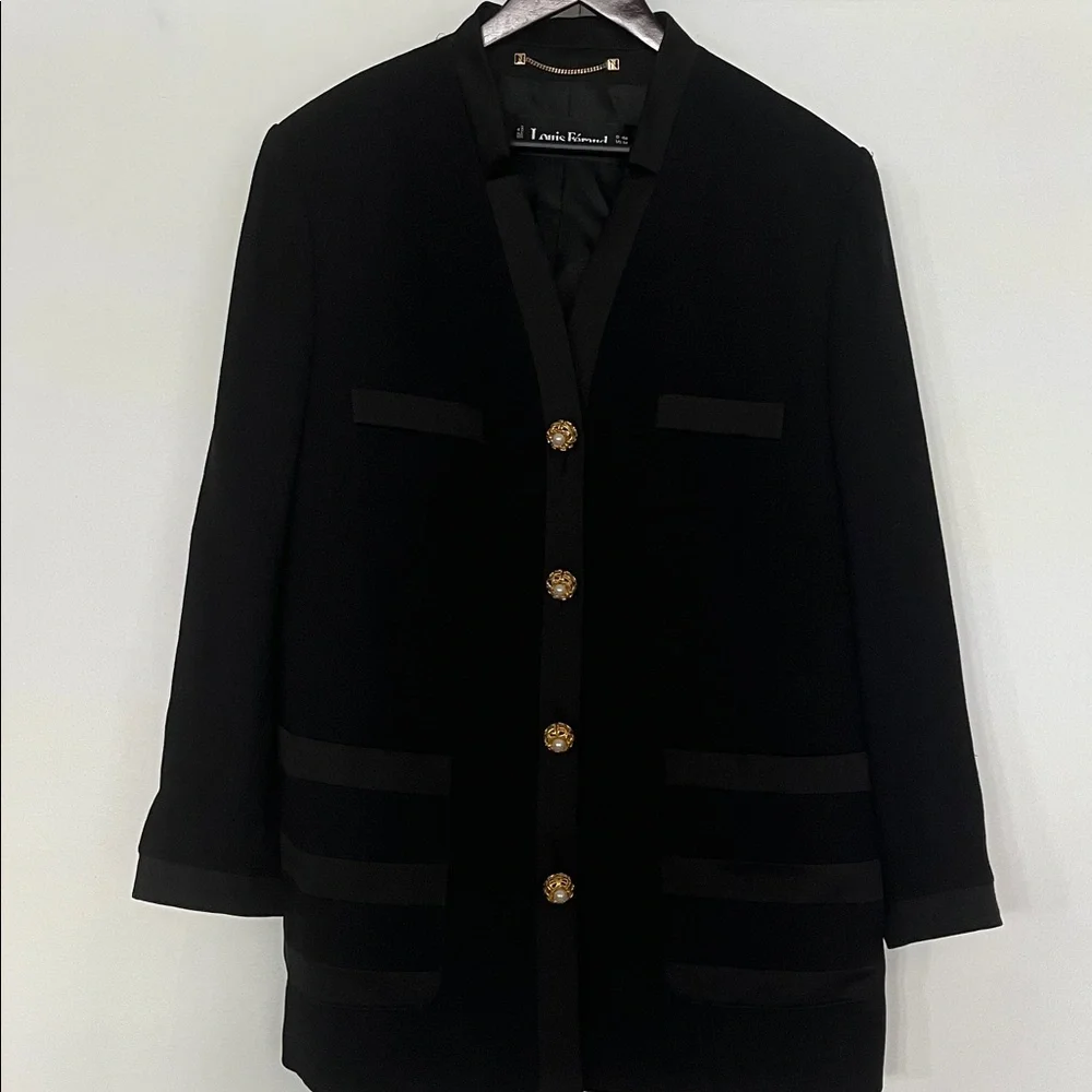 Louis Feraud Black Blazer with Gold Buttons - Picture 10 of 16